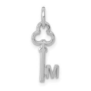 14k White Gold, Hannah Collection, Mini Initial M Shamrock Key Charm